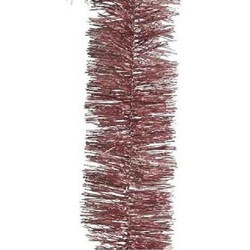 6x Kerst lametta guirlandes oud roze 270 cm kerstboom versiering/decoratie - Kerstslingers