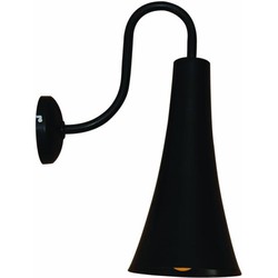 Wandlamp stoer boog lampenkap zwart 440mm hoog E27