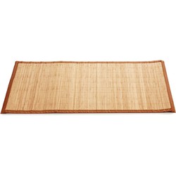 Badkamer vloermat anti-slip lichte bamboe 50 x 80 cm met lichtbruine rand - Badmatjes