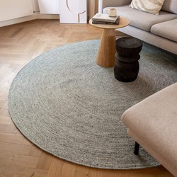 Rond wollen vloerkleed Gapo groen - <a href="https://vloerkledenloods.nl/vloerkleden/wollen-vloerkleed">Wol</a> - Rond 220 Ø - (XL)