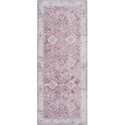 Vercai Rugs Fenix Collectie - Laagpolig Vloerkleed - Modern Tapijt met Vintage Ontwerp - Chenille - Roze - 60x230 cm