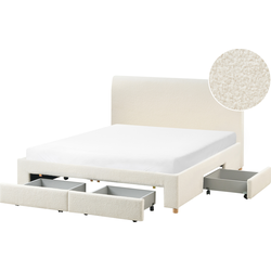 SOUTRIN - Tweepersoonsbed met opbergruimte - Off-white - 160 x 200 cm - Bouclé