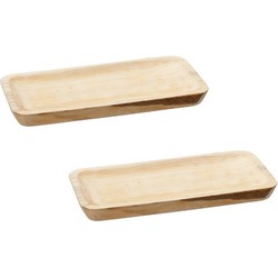 Set van 2x stuks rechthoekig kaarsenbord/kaarsenplateau hout 35 x 3 x 17 cm - Kaarsenplateaus