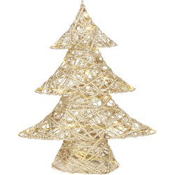 Countryfield decoratie kerstboompje - goud - met verlichting - H35 cm - kerstverlichting figuur