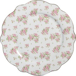 Clayre & Eef Dinerbord  Ø 27 cm Roze Porselein Rozen Eetbord