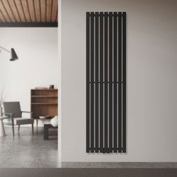 Badkamerradiator verticaal met middenaansluiting 480x1600 mm Zwart mat LuxeBath