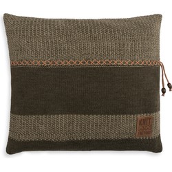 Knit Factory Roxx Sierkussen - Groen/Olive - 50x50 cm - Inclusief kussenvulling