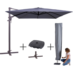 MEGA COMBI DEAL! Madison Parasol monaco flex III safier blue + voet + hoes