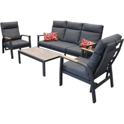 Carouge loungeset 4 delig teak antraciet lage tafel
