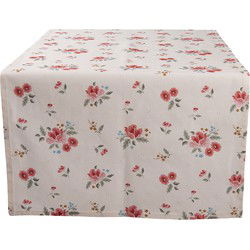 Clayre & Eef Tafelloper Beige Katoen Rozen