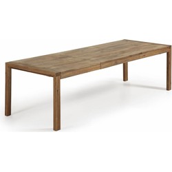 Kave Home - Briva uitschuifbare tafel in eikenfineer met antieke afwerking 200 (280) x 100 cm