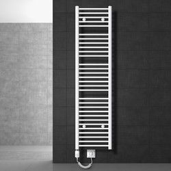 ECD Germany Badkamerradiator elektrisch met verwarmingselement 900W - 400 x 1800 mm - wit - gebogen met zijaansluiting