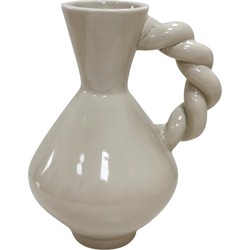 Vase - Twisted Handle - Dolomite - Sand - 17.5x13.5x22cm