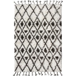HKliving vloerkleed berber donkerbruin wit patroon handgeknoopt wol 120x180cm