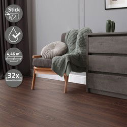 Set van 2 luxe PVC klevende vinylvloeren voor 2,23 m² roodbruin moer 2 mm dik ML-Design