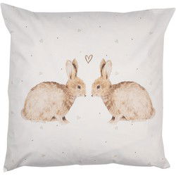 Clayre & Eef Kussenhoes  45x45 cm Wit Polyester Konijnen Sierkussenhoes