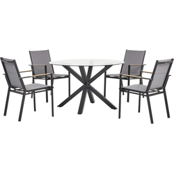 MALETTO/BUSSETO - Tuinset voor 4 - Zwart - Aluminium