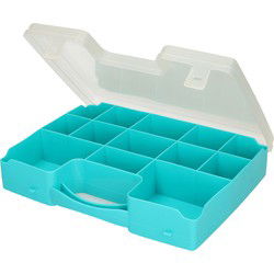Plasticforte Opbergkoffer - 13-vaks - blauw - 27,5 x 20,5 cm - Opbergbox