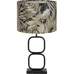 Tafellamp Lutika/Velours - Zwart/Palm Sepia - Ø30x67cm