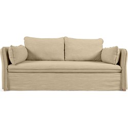 Kave Home - Tanit slaapbank in beige met massief beukenhouten poten met natuurlijke afwerking 210 cm