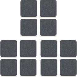 Zeller onderzetters glazen - 12x - vilt - antraciet grijs - 10 x 10 cm - Glazenonderzetters