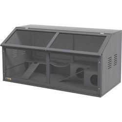 4goodz Houten Hamsterkooi met Houten Huis 52x100x50 cm - Grijs