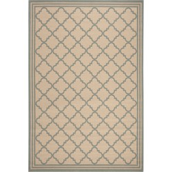 Safavieh Trellis Indoor/Outdoor Woven Area Rug, Beachhouse Collection, BHS121, in Cream & Aqua, 160 X 229 cm