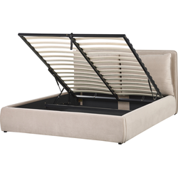 BAJONNA - Bed met opbergruimte - Beige - 160 x 200 cm - Fluweel