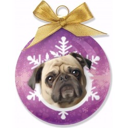 Kerstversiering honden kerstballen Mopshonden 8 cm - Kerstbal