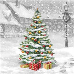 Ambiente kerst thema servetten - 20x - 33 x 33 cm - winter kerstboom - Feestservetten