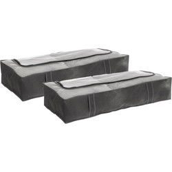 5Five Opberghoes/beschermhoes dekens en kussens - 2x - grijs - 100 x 45 x 20 cm - Opberghoezen