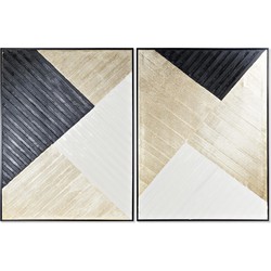 Schilderij Abstract Geo Black & Gold - Set van 2 - 83 x123cm