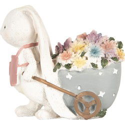 Clayre & Eef Decoratie Beeld Konijn 11x6x10 cm Wit Kunststof