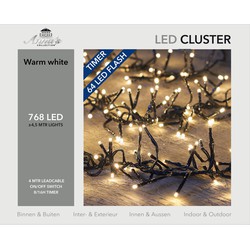 Clusterlampjes/clusterlichtjes lichtsnoeren met knipperfunctie en timer 768 leds - Kerstverlichting kerstboom