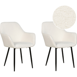 ALDEN II - Eetkamerstoel set van 2 - Wit - BouclÃ©