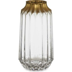 Bloemenvaas - luxe decoratie glas - transparant/goud - 13 x 23 cm - Vazen
