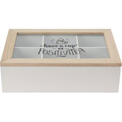 Excellent Houseware Theedoos - 6 vakken - hout - 24 x 16 cm - Theedozen