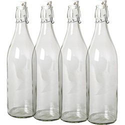 Gerimport Beugelfles - 12x stuks - weckfles met beugeldop - 1 liter - Decoratieve flessen