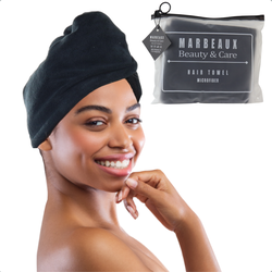MARBEAUX Haarhanddoek - Hair towel - Hoofdhanddoek - Microvezel handdoek krullend haar - Zwart - Handdoek