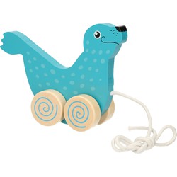 Houten trekdiertje zeehond 15 x 12 cm - Trekfiguren