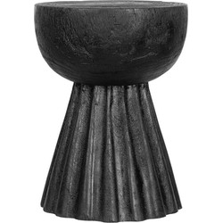 MUST Living Side table Trophy,45xØ34 cm, suar wood, black with natural cracks