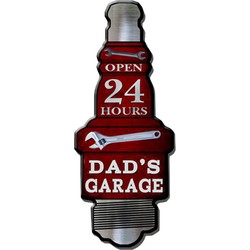 Clayre & Eef Wanddecoratie  20x50 cm Rood Zwart Ijzer Dad's Garage Muurdecoratie