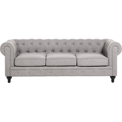 CHESTERFIELD - Driezitsbank  - Lichtgrijs -   Polyester