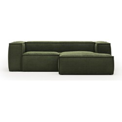 Kave Home - 2-zitsbank Blok met chaise longue rechts in groen ribfluweel/corduroy 240 cm