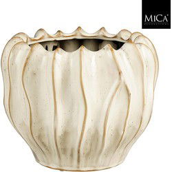 Mica Decorations Bloempot Thom - 31x31x24.5 cm - Keramiek - Gebroken Wit