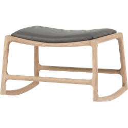 Dedo footstool - whitewash voetenbank met dakar leather grey