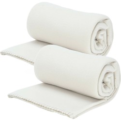 Fleece dekens/plaids - 2x - gebroken wit - 125 x 150 cm - Plaids
