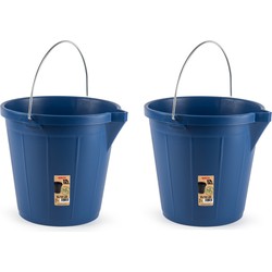 2x stuks emmer blauw 12 liter 31 x 31 cm schoonmaakartikelen - Emmers