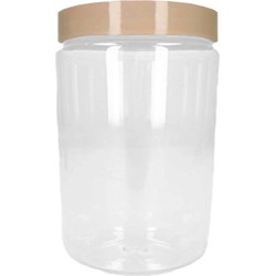 Voorraadpot/bewaarpot - 800 ml - kunststof - beige- B10 x H15 cm - Voorraadpot