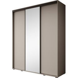 Meubella - Kledingkast Delos 3 - Beige - 200 cm - Met spiegel